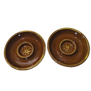 Vintage Williams Sonoma Ceramic Sunflower Dip Olive Bowl Set of 2